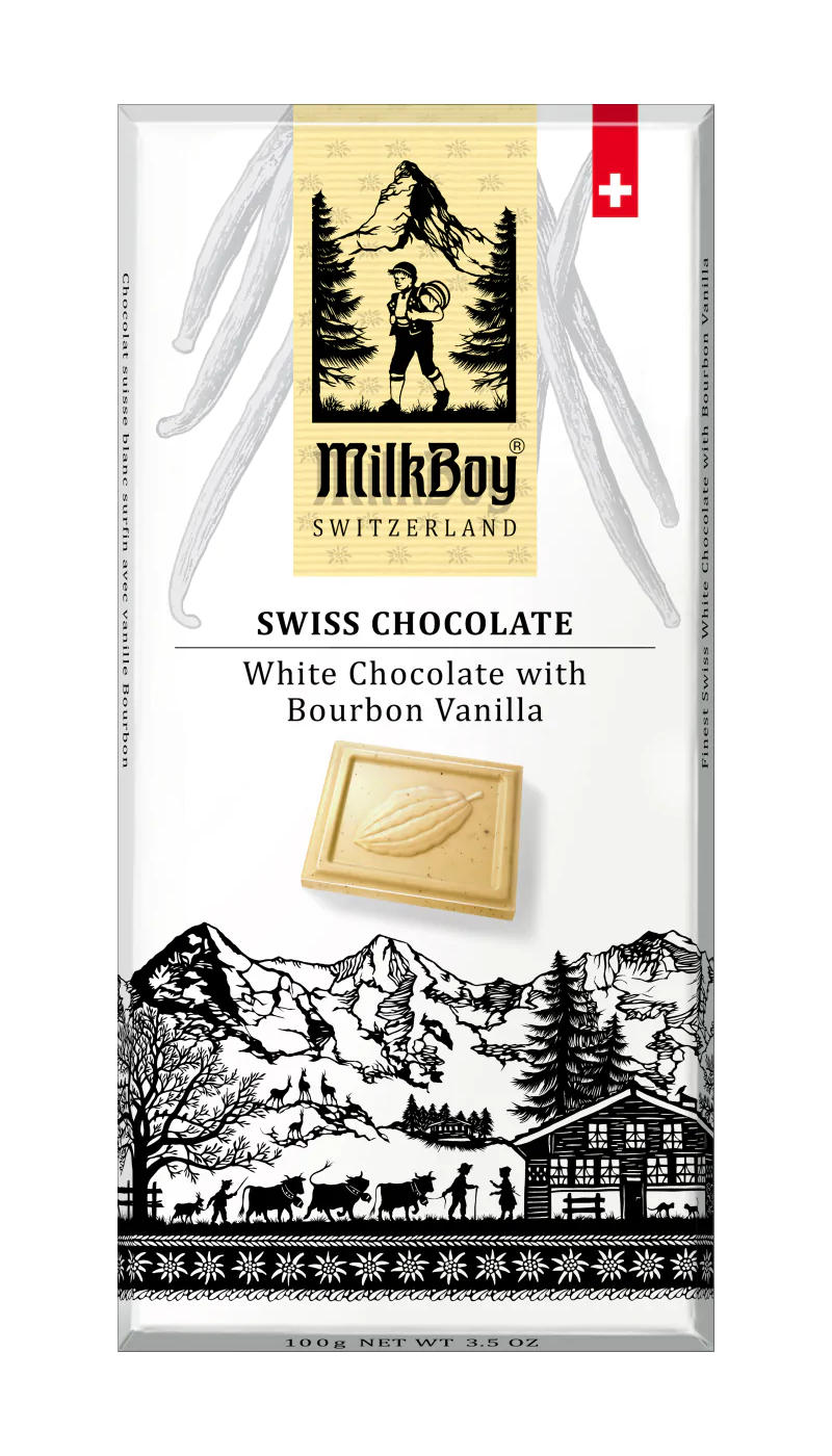 MILK BOY FINEST SWISS WHITE CHOCOLATE WITH BOURBON VANILLA  3.5oz / 100g alt