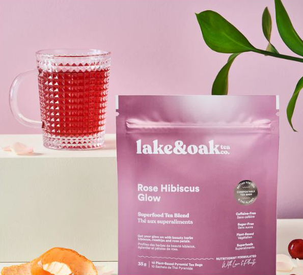 LAKE AND OAK TEA ROSE HIBISCUS GLOW SUPERFOOD TEA BLEND  10 BAGS  35g alt